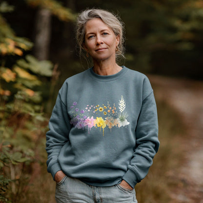 Watercolor White Sands Wildflowers Crewneck Sweatshirt