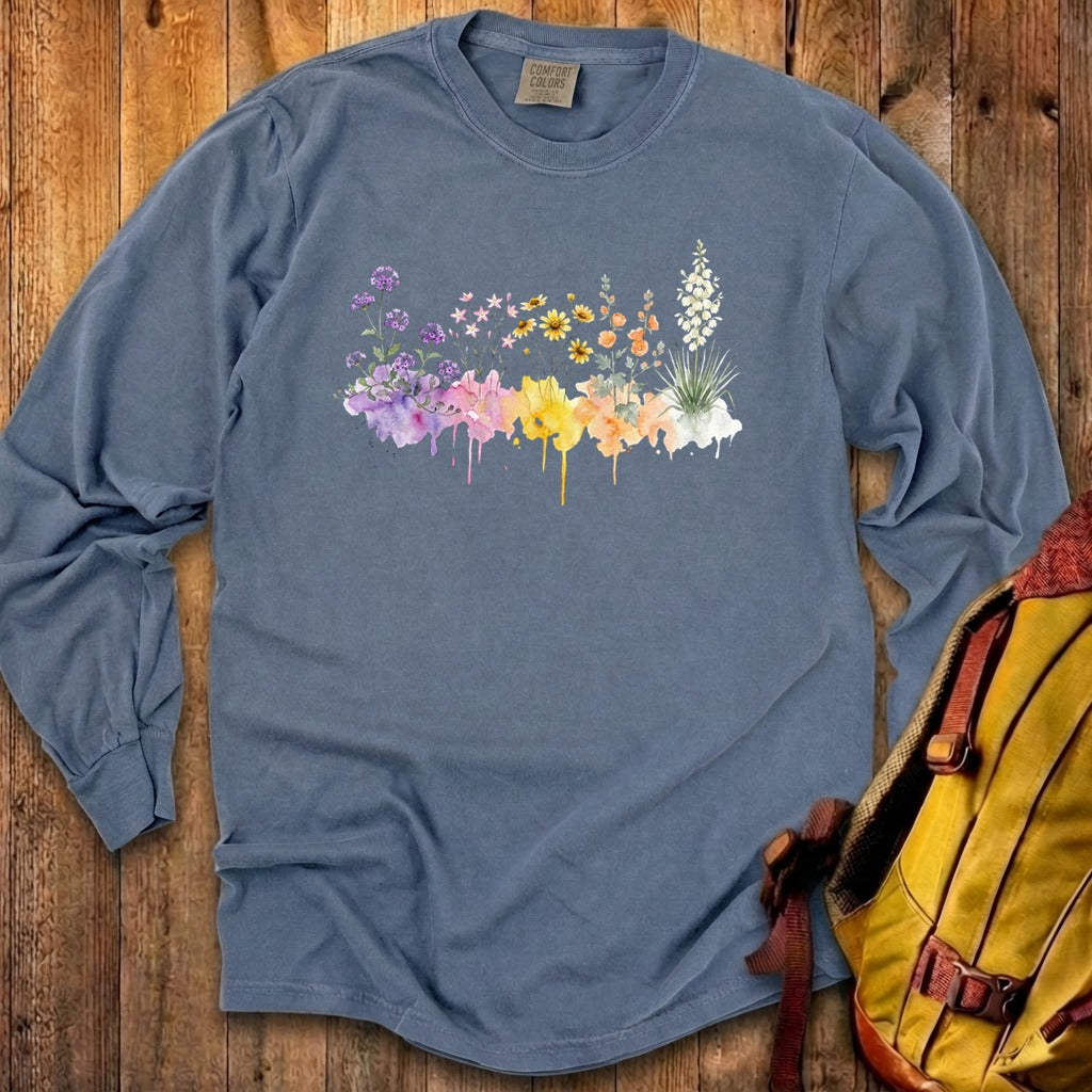 Watercolor White Sands Wildflowers Premium Long Sleeve