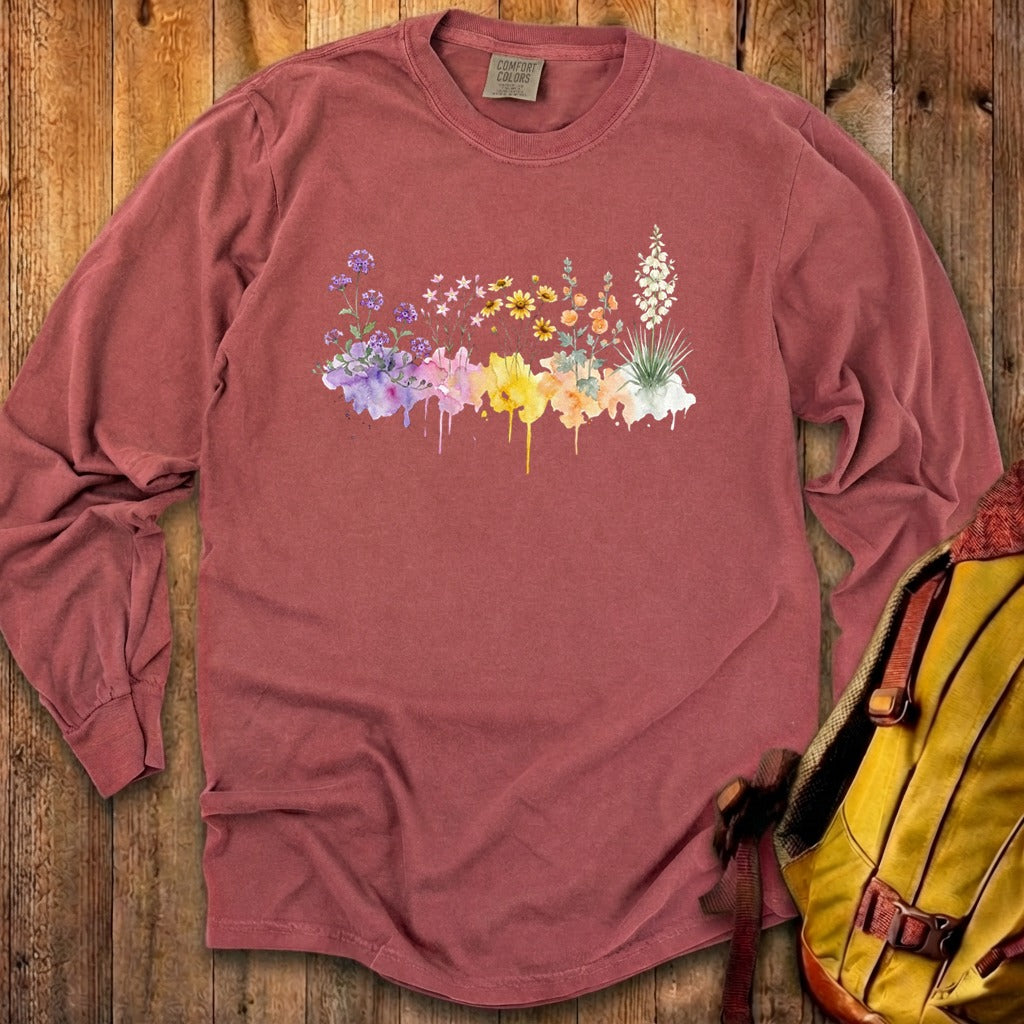 Watercolor White Sands Wildflowers Premium Long Sleeve