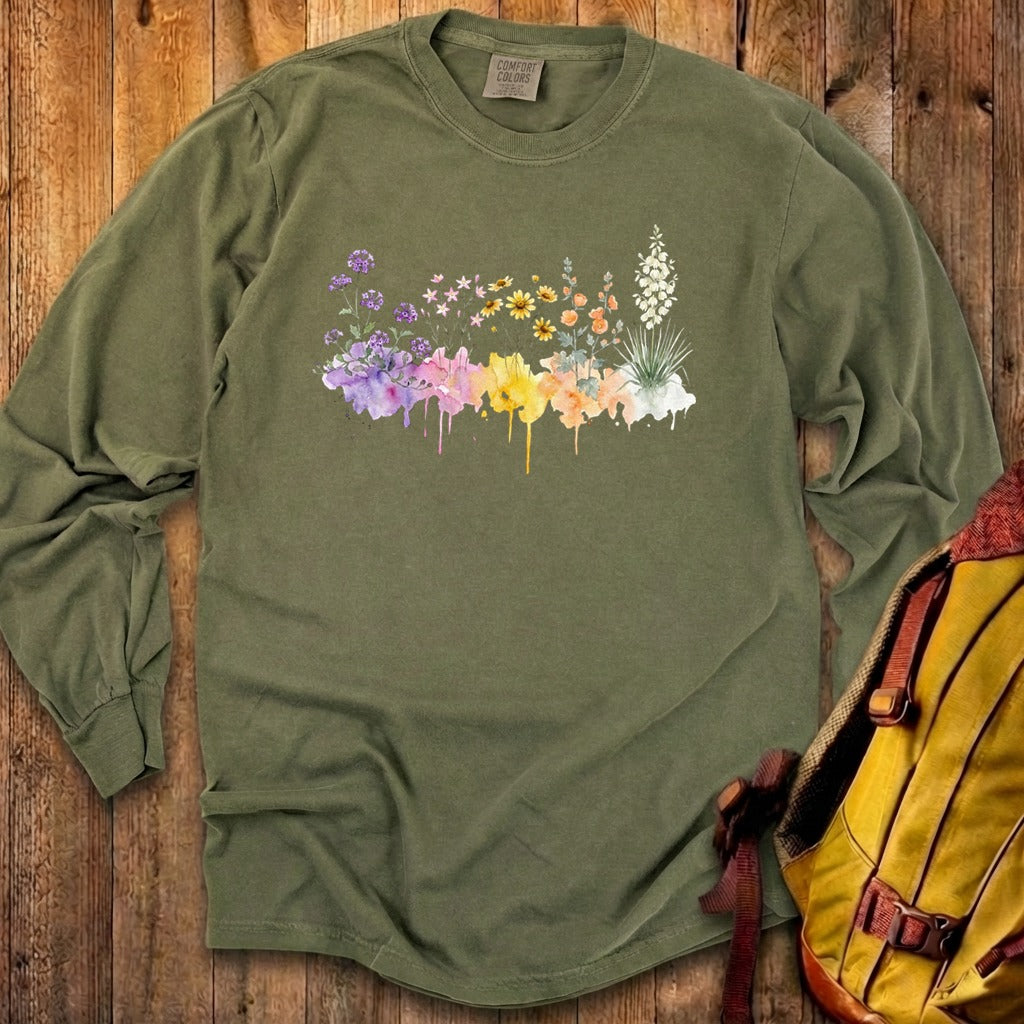Watercolor White Sands Wildflowers Premium Long Sleeve