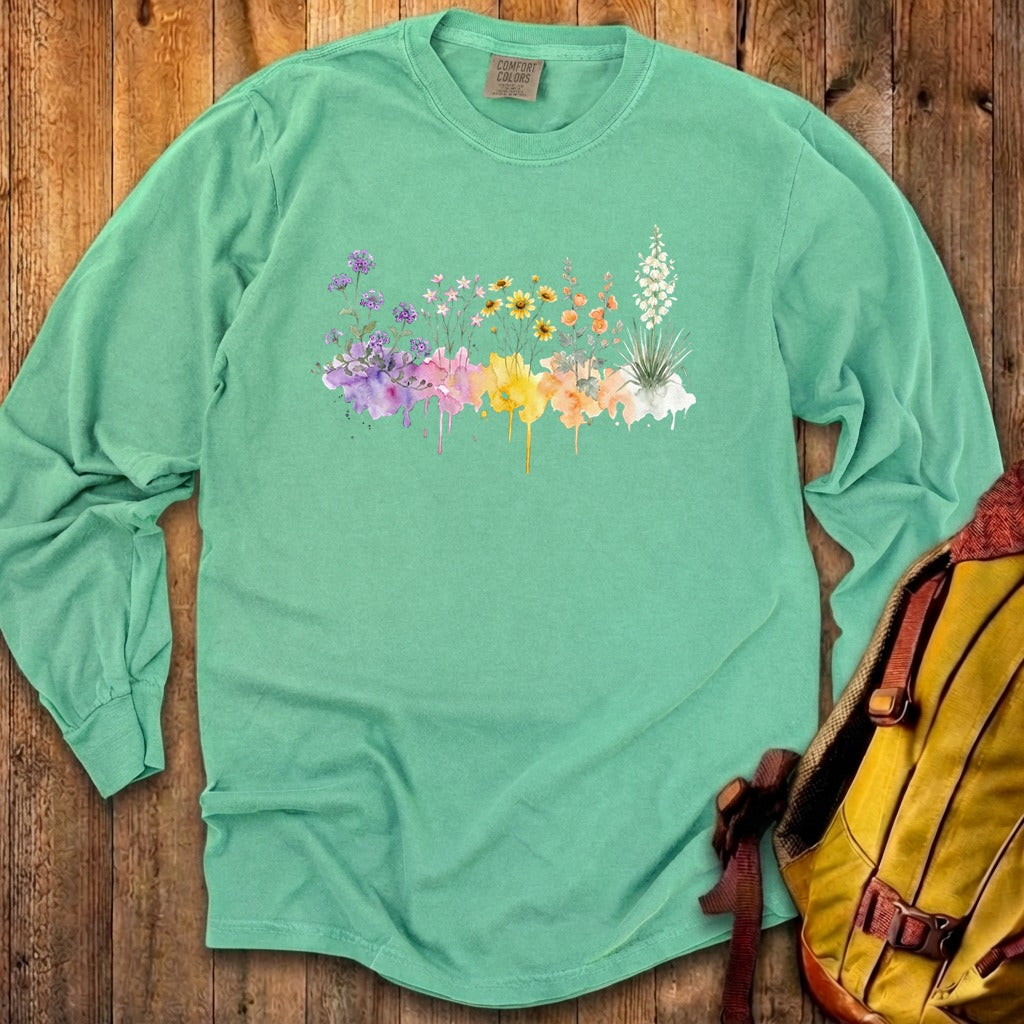 Watercolor White Sands Wildflowers Premium Long Sleeve