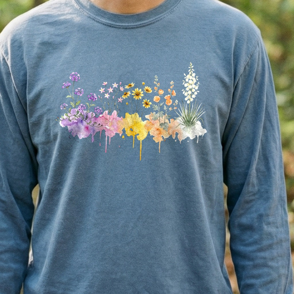 Watercolor White Sands Wildflowers Premium Long Sleeve