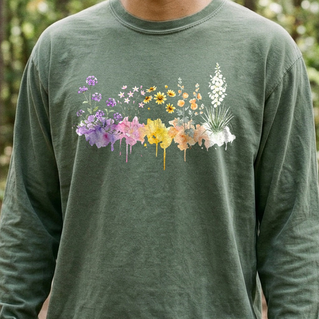 Watercolor White Sands Wildflowers Premium Long Sleeve