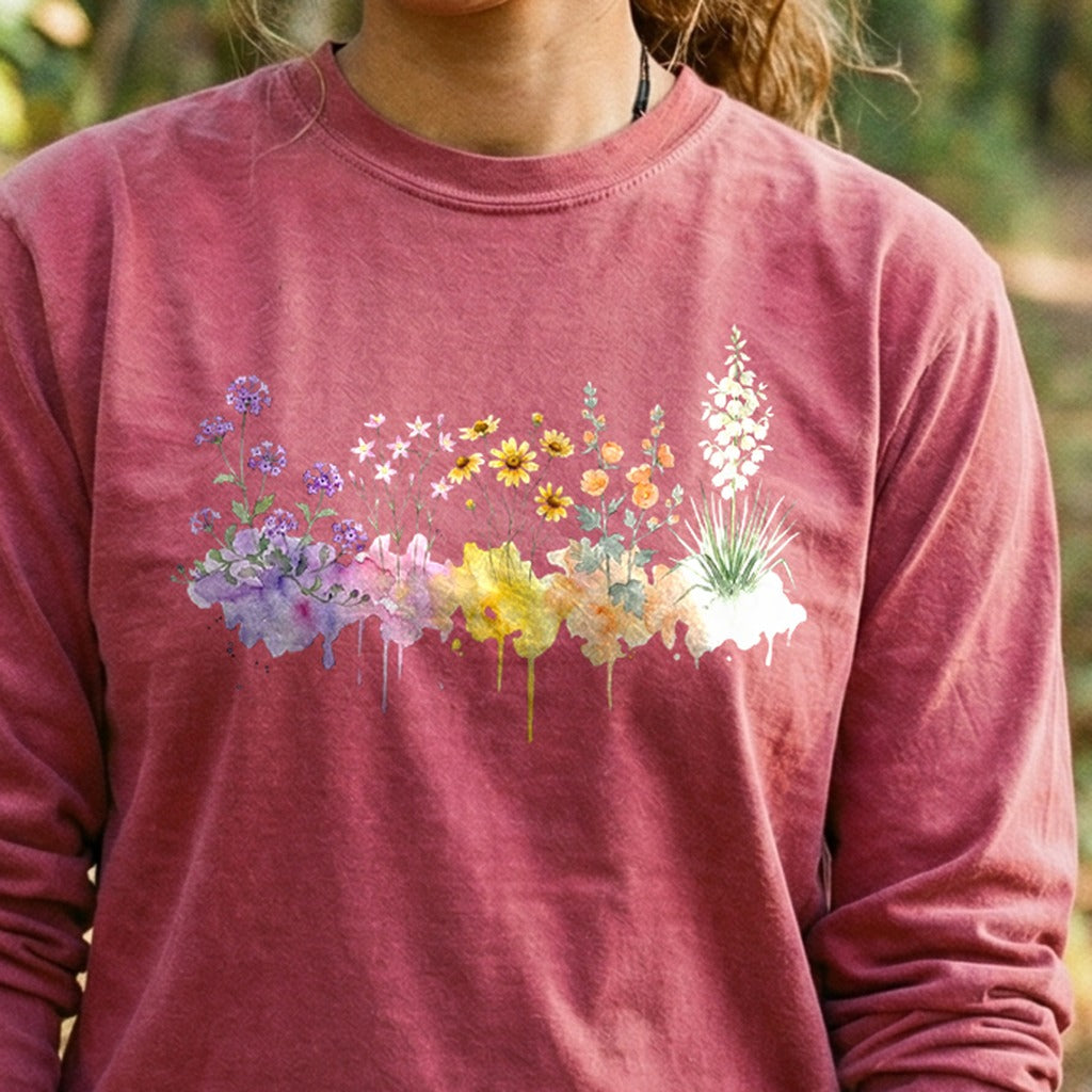 Watercolor White Sands Wildflowers Premium Long Sleeve