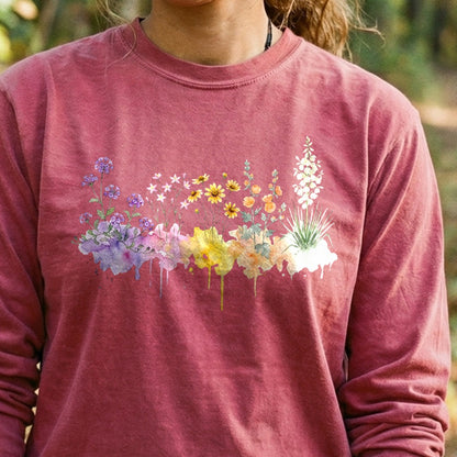Watercolor White Sands Wildflowers Premium Long Sleeve