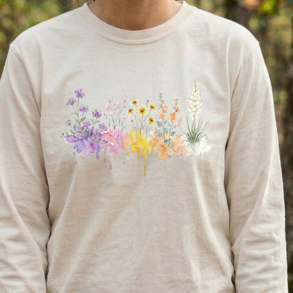 Watercolor White Sands Wildflowers Premium Long Sleeve
