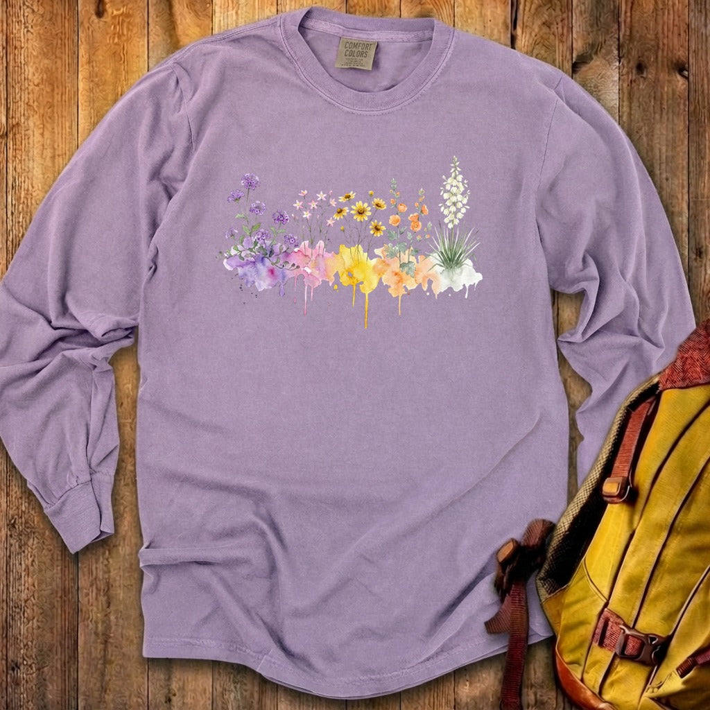 Watercolor White Sands Wildflowers Premium Long Sleeve