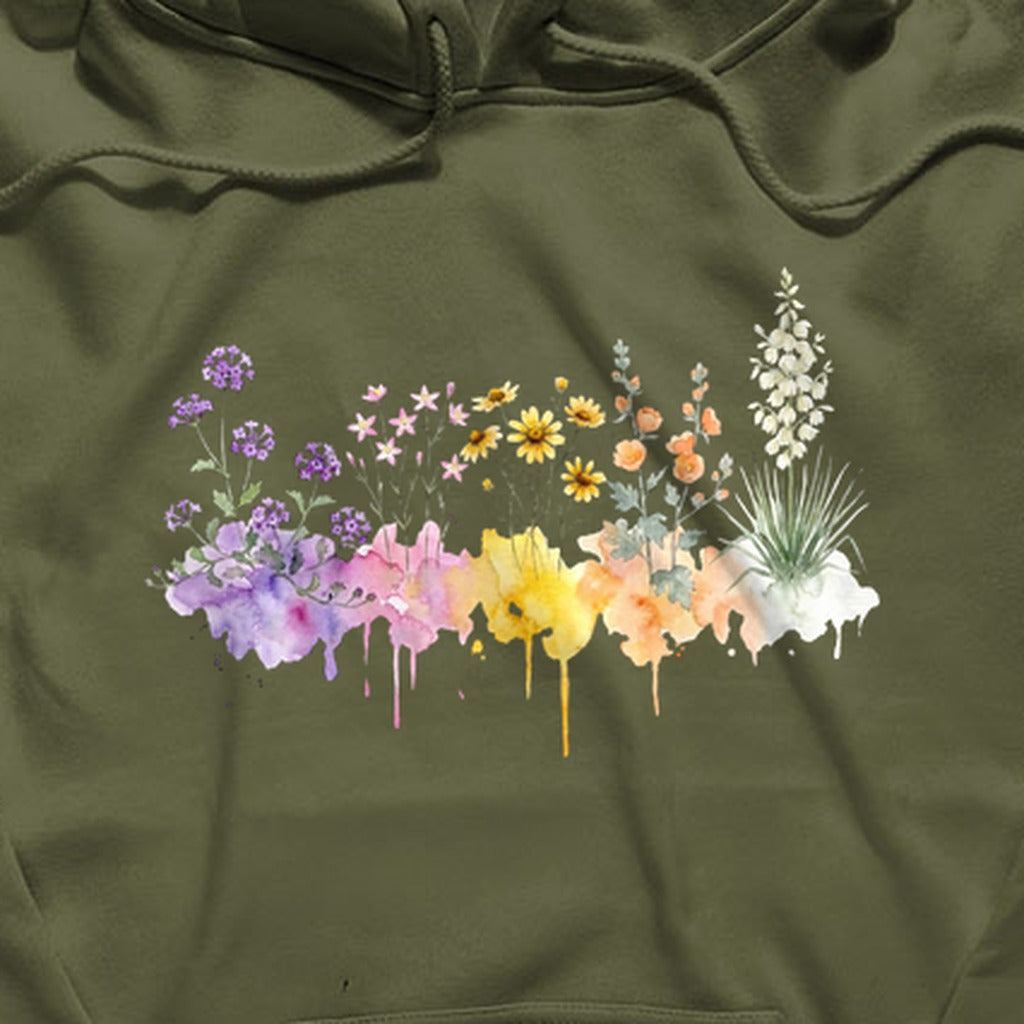 Watercolor White Sands Wildflowers Hoodie