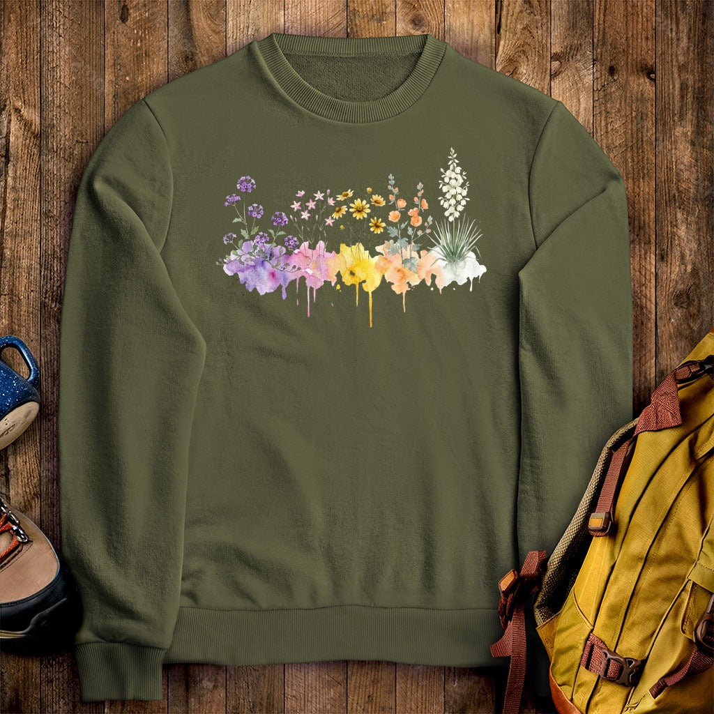 Watercolor White Sands Wildflowers Crewneck Sweatshirt