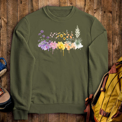 Watercolor White Sands Wildflowers Crewneck Sweatshirt
