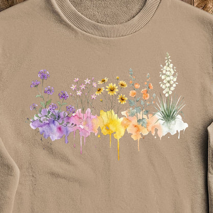 Watercolor White Sands Wildflowers Crewneck Sweatshirt