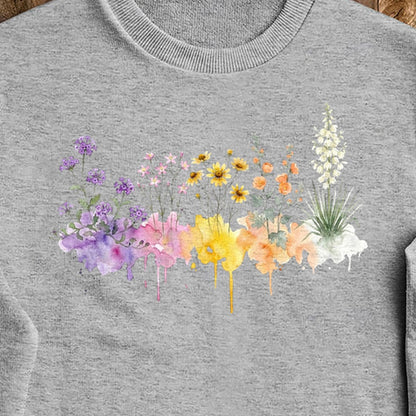 Watercolor White Sands Wildflowers Crewneck Sweatshirt