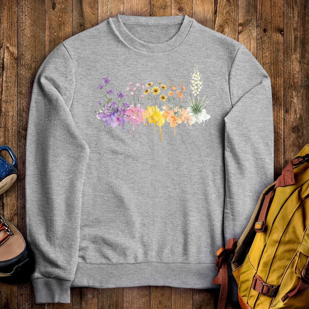 Watercolor White Sands Wildflowers Crewneck Sweatshirt