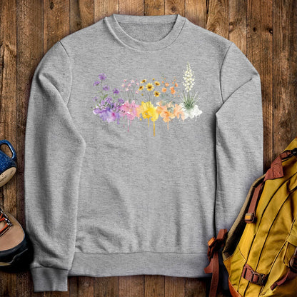 Watercolor White Sands Wildflowers Crewneck Sweatshirt