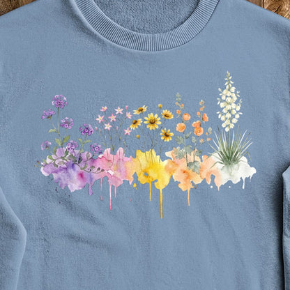 Watercolor White Sands Wildflowers Crewneck Sweatshirt