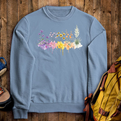 Watercolor White Sands Wildflowers Crewneck Sweatshirt