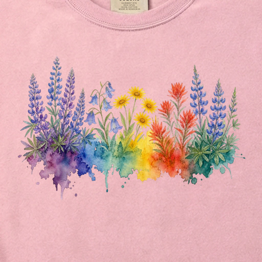 Watercolor Yellowstone Wildflowers Cotton T-Shirt