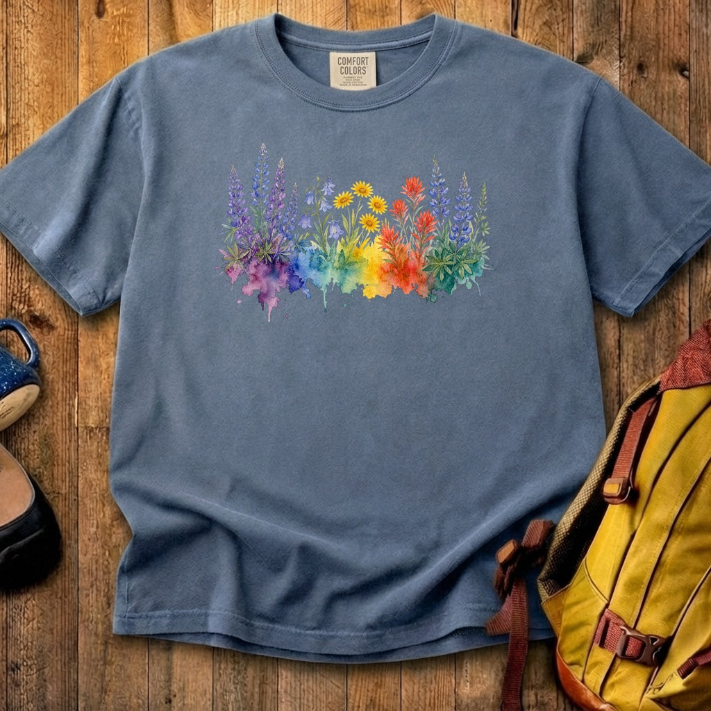 Watercolor Yellowstone Wildflowers Cotton T-Shirt