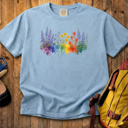 Watercolor Yellowstone Wildflowers Cotton T-Shirt