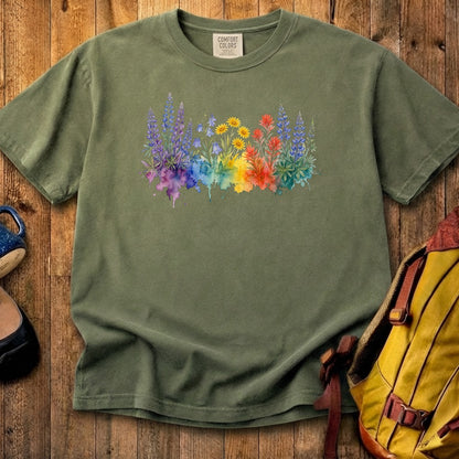 Watercolor Yellowstone Wildflowers Cotton T-Shirt