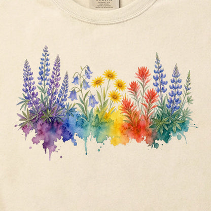 Watercolor Yellowstone Wildflowers Cotton T-Shirt