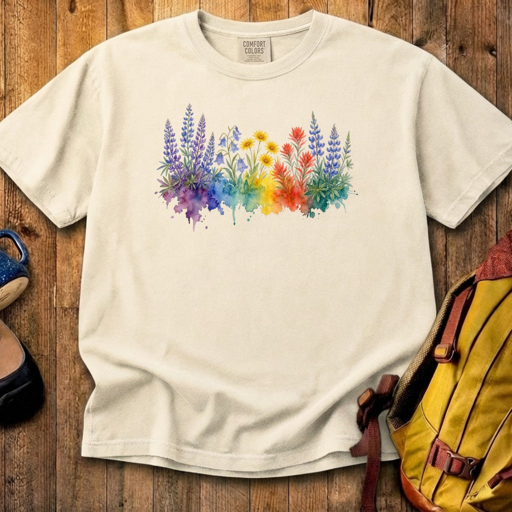 Watercolor Yellowstone Wildflowers Cotton T-Shirt