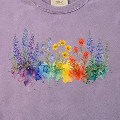Watercolor Yellowstone Wildflowers Cotton T-Shirt