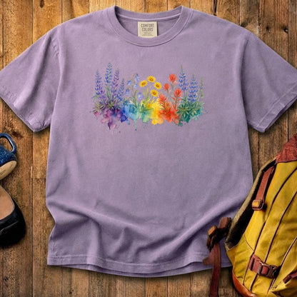 Watercolor Yellowstone Wildflowers Cotton T-Shirt