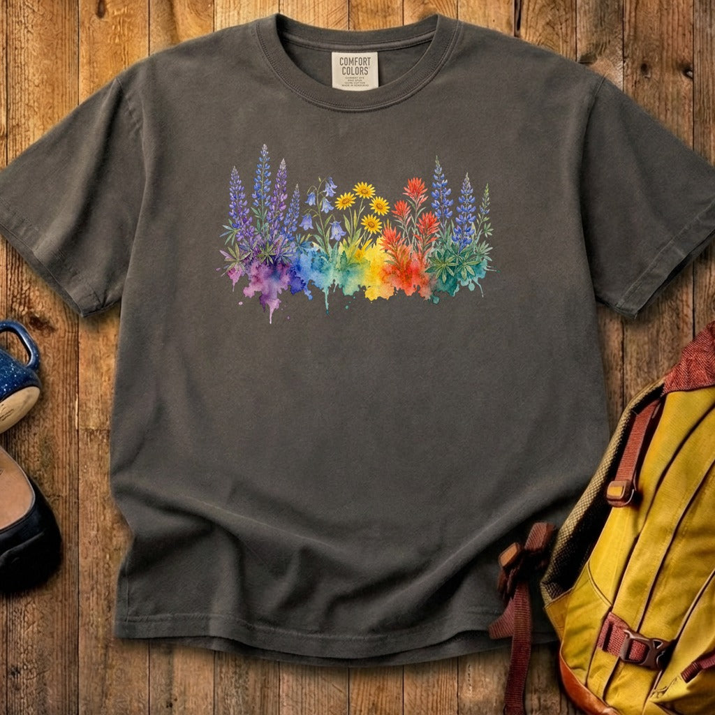Watercolor Yellowstone Wildflowers Cotton T-Shirt