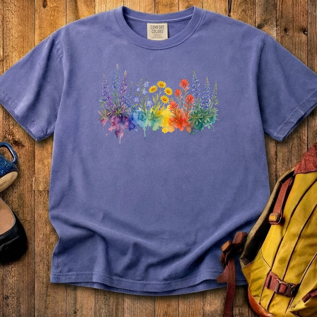 Watercolor Yellowstone Wildflowers Cotton T-Shirt