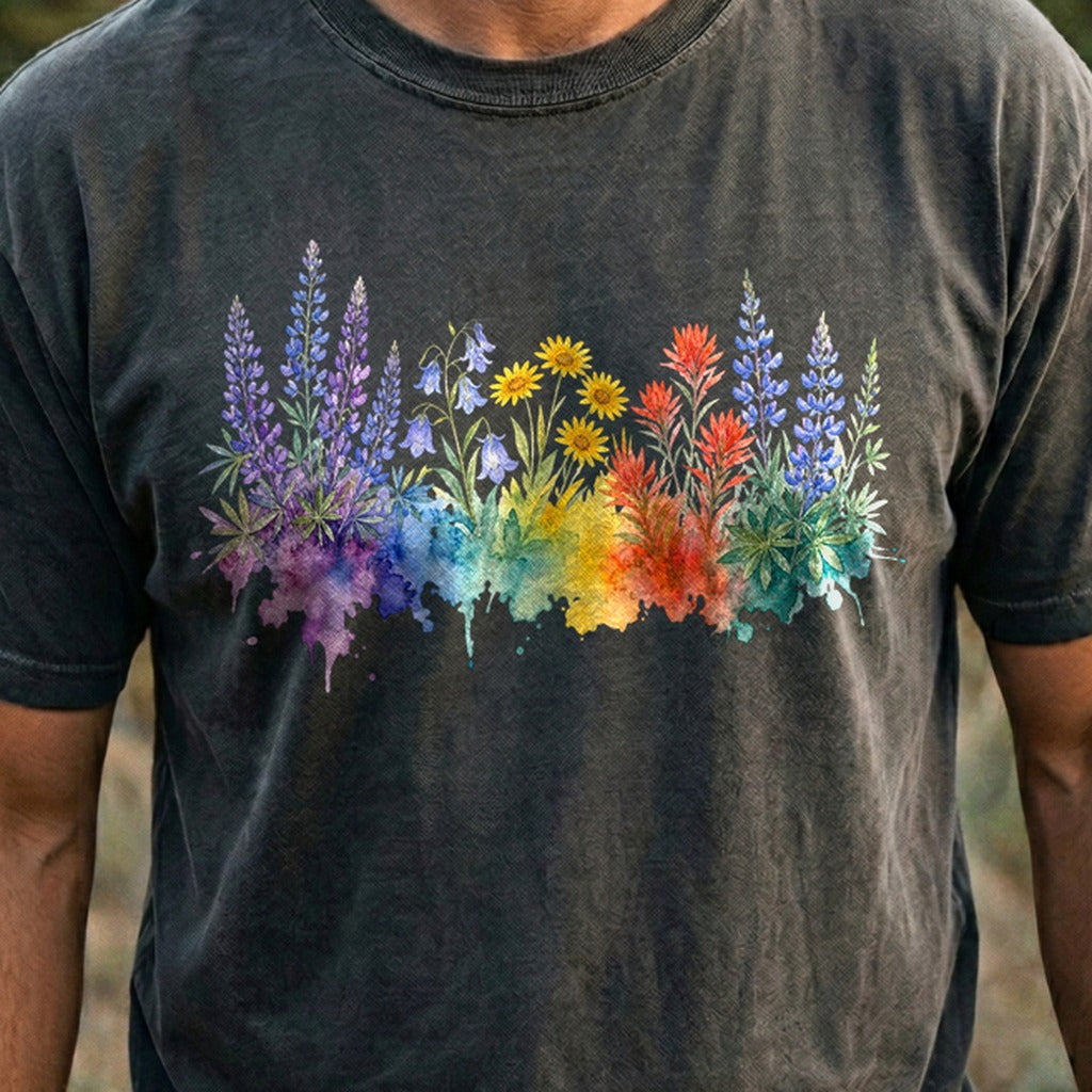 Watercolor Yellowstone Wildflowers Cotton T-Shirt