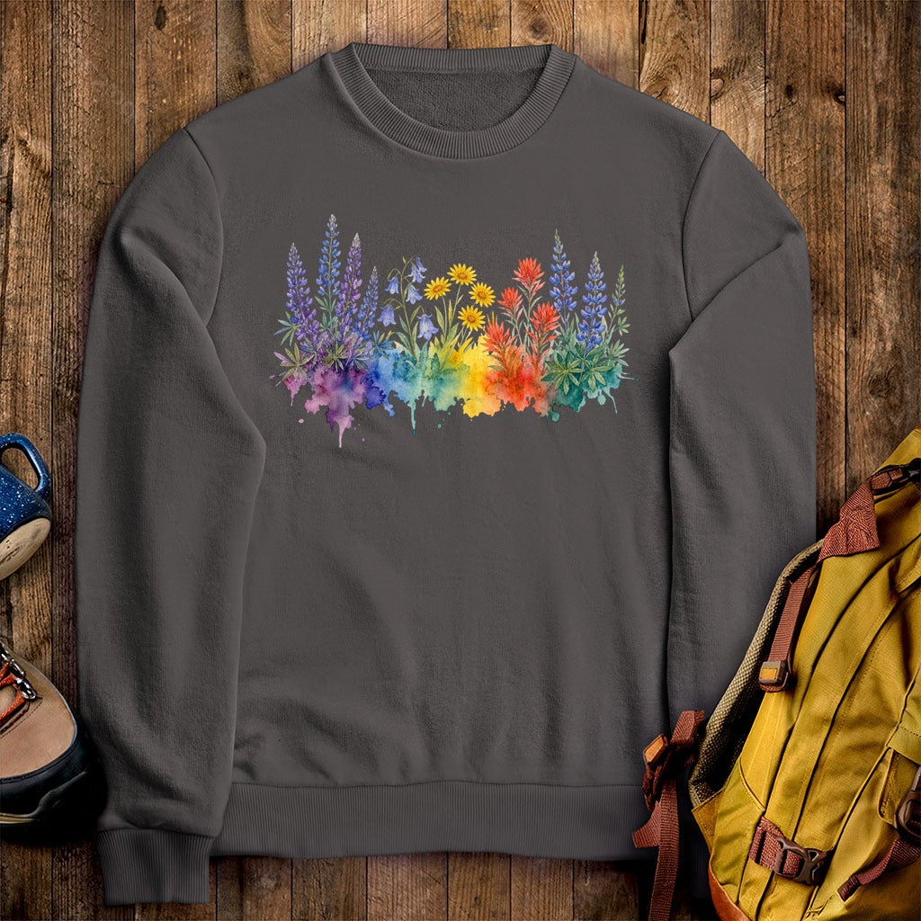 Watercolor Yellowstone Wildflowers Crewneck Sweatshirt