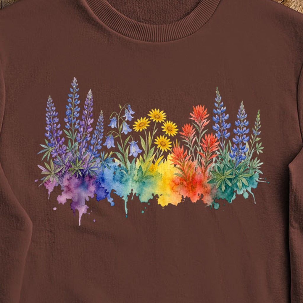 Watercolor Yellowstone Wildflowers Crewneck Sweatshirt