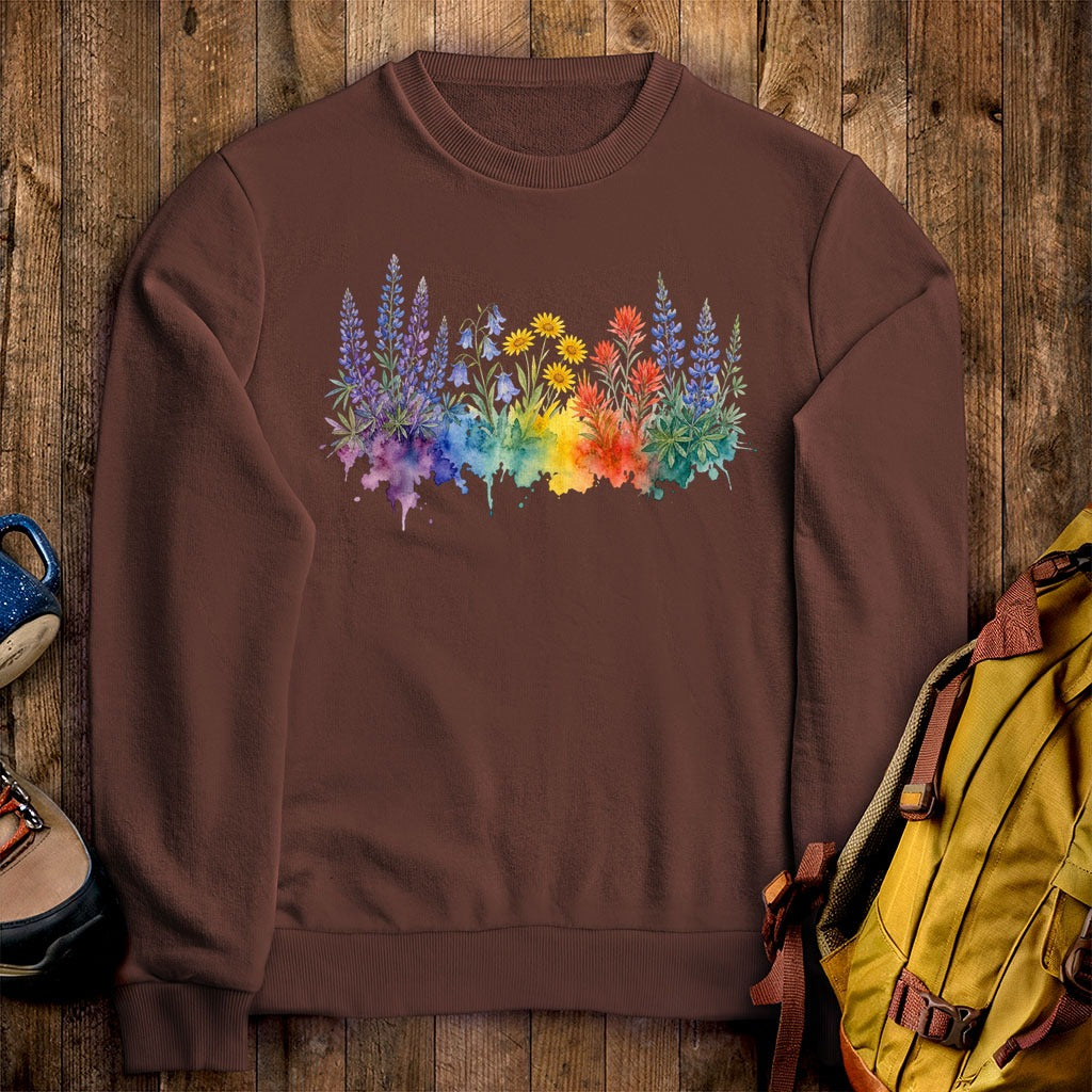 Watercolor Yellowstone Wildflowers Crewneck Sweatshirt