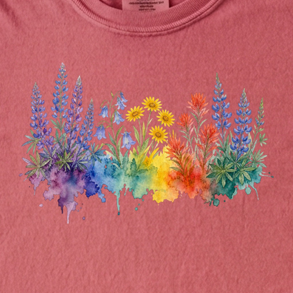 Watercolor Yellowstone Wildflowers Kids Cotton T-Shirt