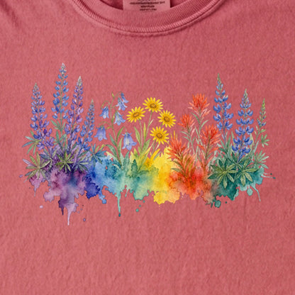 Watercolor Yellowstone Wildflowers Kids Cotton T-Shirt