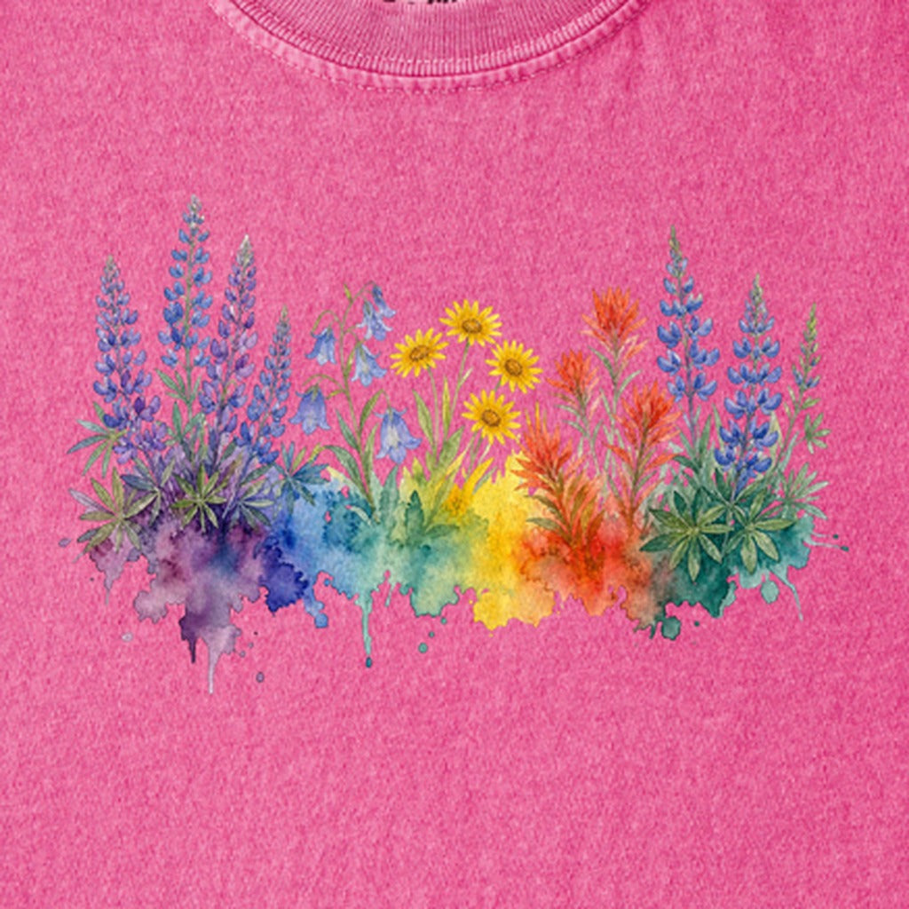 Watercolor Yellowstone Wildflowers Kids Cotton T-Shirt