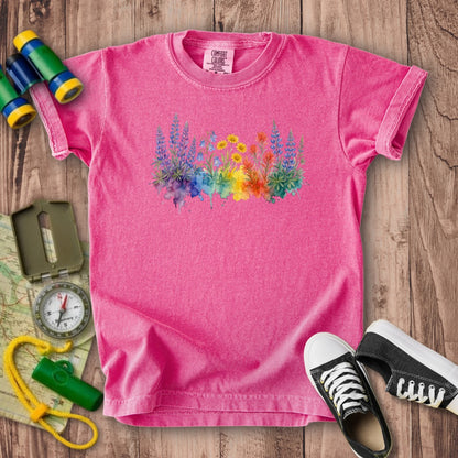 Watercolor Yellowstone Wildflowers Kids Cotton T-Shirt