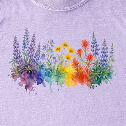 Watercolor Yellowstone Wildflowers Kids Cotton T-Shirt