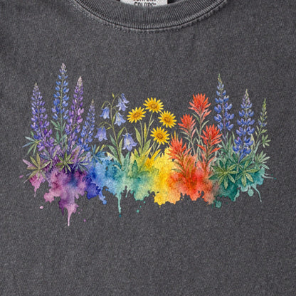 Watercolor Yellowstone Wildflowers Kids Cotton T-Shirt
