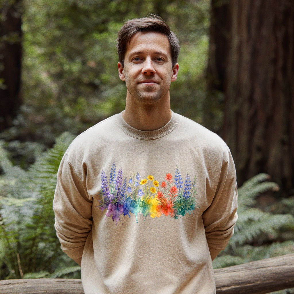 Watercolor Yellowstone Wildflowers Crewneck Sweatshirt
