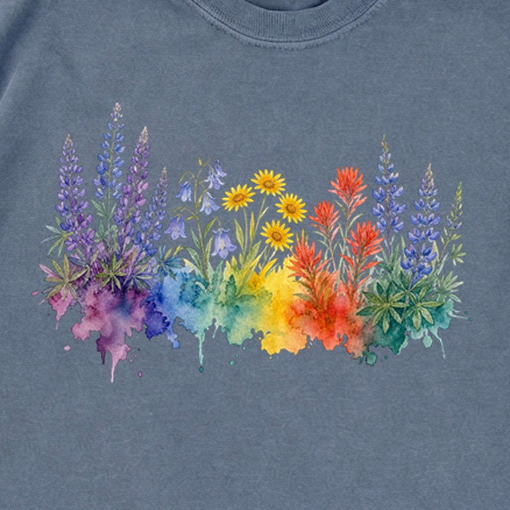 Watercolor Yellowstone Wildflowers Premium Long Sleeve