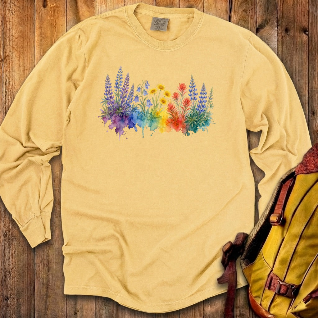 Watercolor Yellowstone Wildflowers Premium Long Sleeve