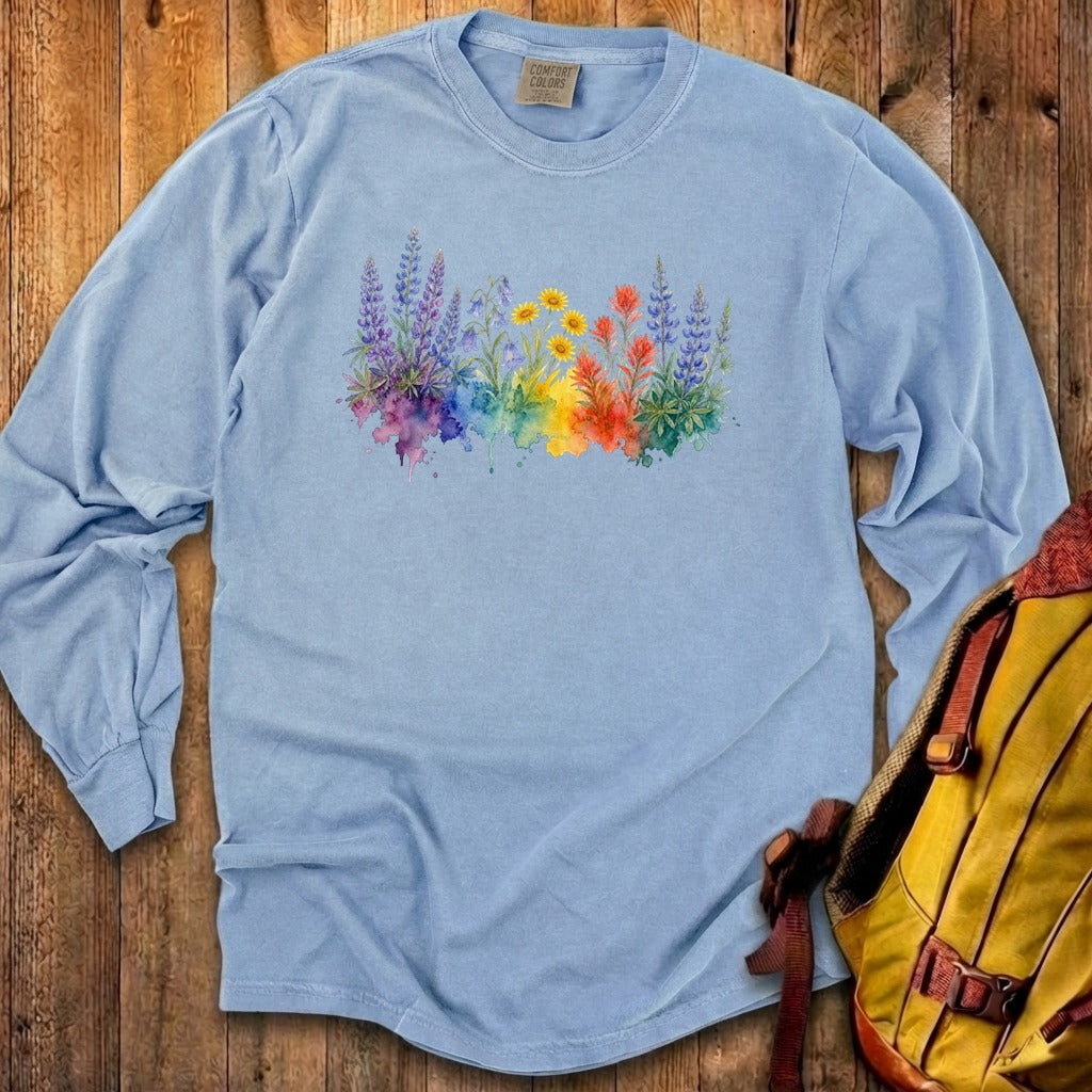 Watercolor Yellowstone Wildflowers Premium Long Sleeve