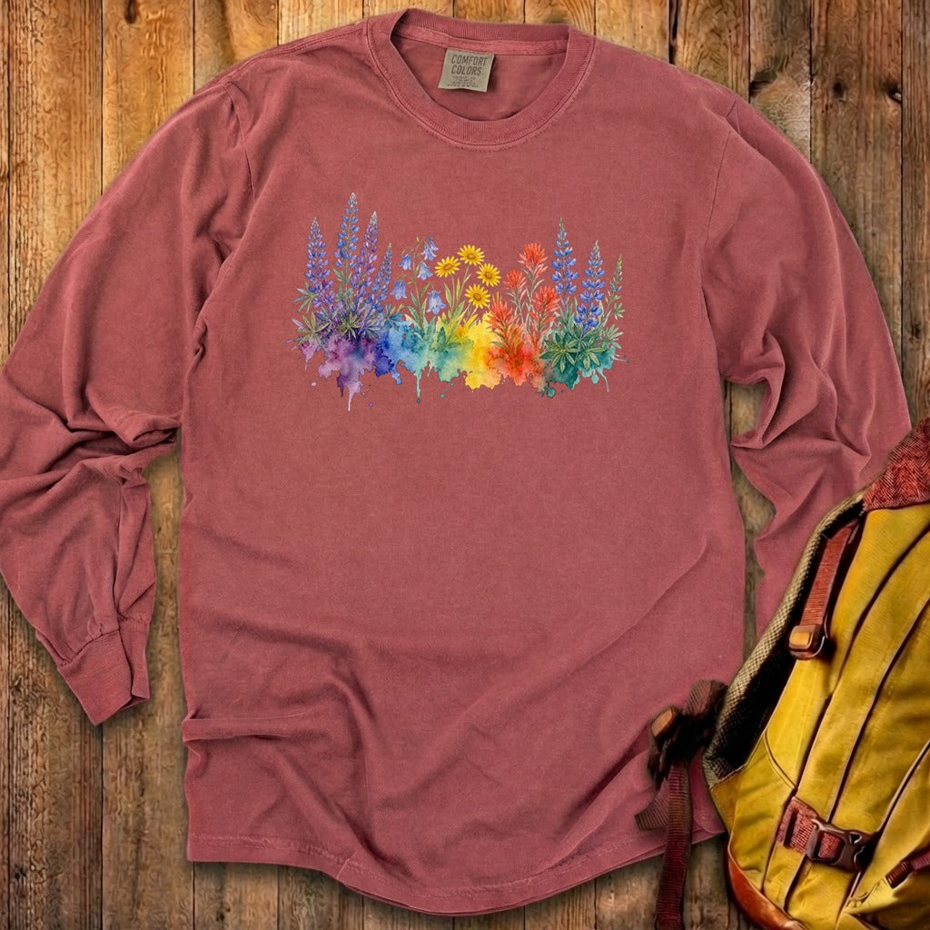 Watercolor Yellowstone Wildflowers Premium Long Sleeve