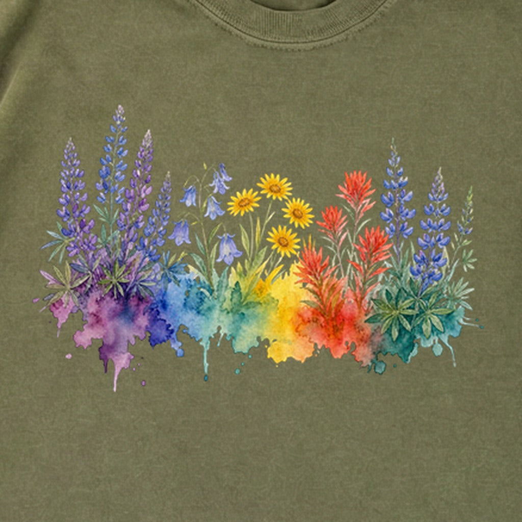 Watercolor Yellowstone Wildflowers Premium Long Sleeve