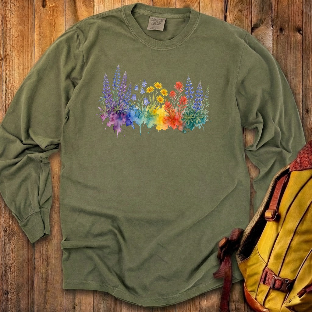 Watercolor Yellowstone Wildflowers Premium Long Sleeve