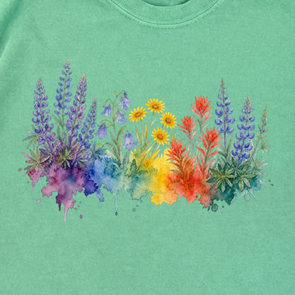 Watercolor Yellowstone Wildflowers Premium Long Sleeve