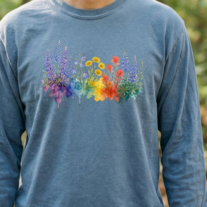 Watercolor Yellowstone Wildflowers Premium Long Sleeve