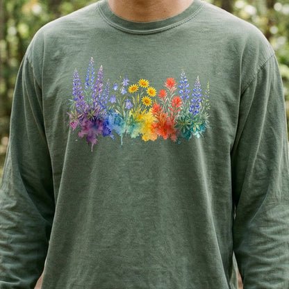 Watercolor Yellowstone Wildflowers Premium Long Sleeve